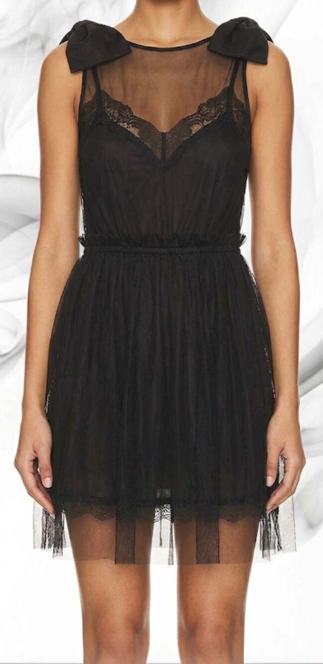 Rodarte Black Tulle & Lace Mini Dress